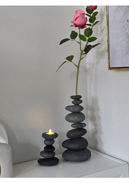 🪨 Zen Taşı Şeklinde Tealight LED Dekoratif Mum – Doğanın Sakinliğiyle Işıldayın