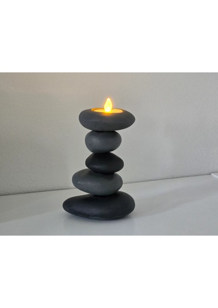 🪨 Zen Taşı Şeklinde Tealight LED Dekoratif Mum – Doğanın Sakinliğiyle Işıldayın indirimleri