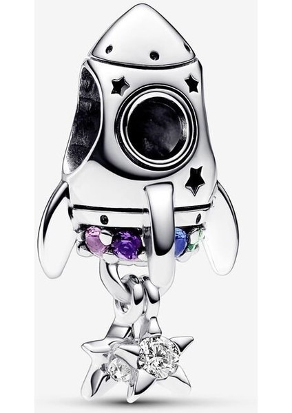 Uzay Sevgisi Roket Charm 925 Ayar Gümüş
