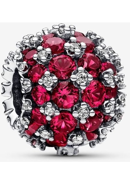Işıltılı Pavé Yuvarlak Pembe Charm 925 Ayar Gümüş