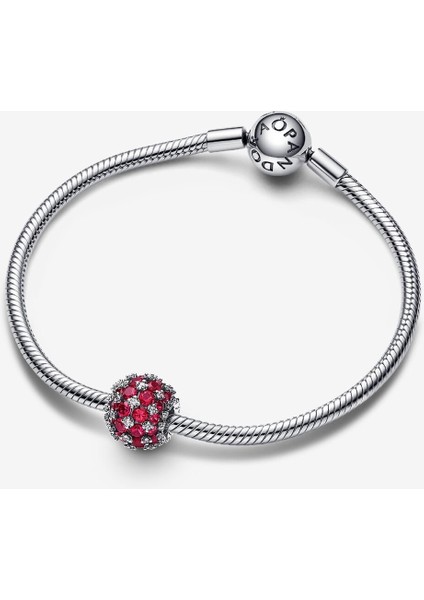 Işıltılı Pavé Yuvarlak Pembe Charm 925 Ayar Gümüş modelleri