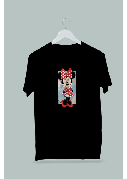 Kız Çocuk Mini Mouse Baskılı Beyaz Gri Siyah Tshirt 5 6 7 8 9 10 11 12 13 14 Yaş