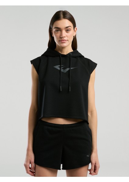 Ever Classics Wmn Siyah Kadın Crop Kapüşonlu Kolsuz Sweatshirt