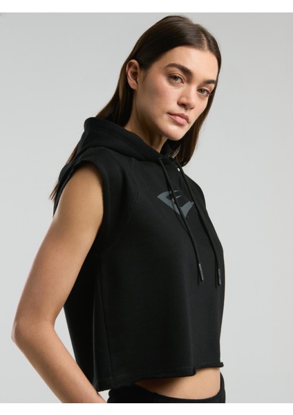 Ever Classics Wmn Siyah Kadın Crop Kapüşonlu Kolsuz Sweatshirt modelleri