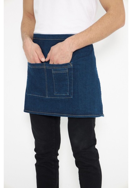 Mavi Unisex Yarım Kot Önlük, Kahve ve Restoran Kullanımına Uygun Seramik Pasta Apronu indirimleri