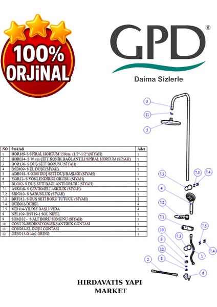 DST19-2-S Yönlendiricili Duş Seti (3 Fonksiyonlu El Duşu + Ø200) indirimleri