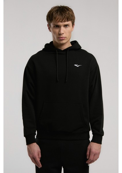 Ever Classics Comfort Siyah Kapüşon Baskılı Erkek Sweatshirt