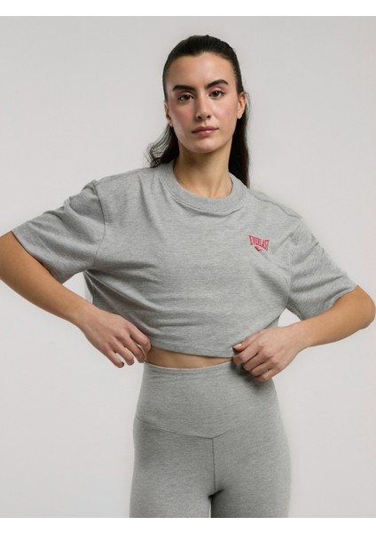 Ever Essentials Comfort Gri Melanj Kadın Crop Tişört fiyatları