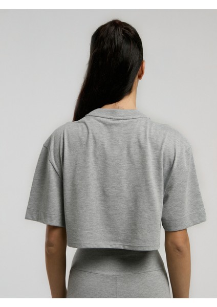 Ever Essentials Comfort Gri Melanj Kadın Crop Tişört fırsatları