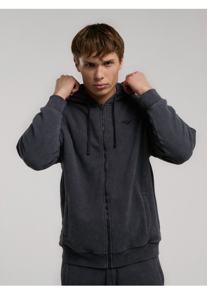 Ny Street Füme Kapüşonlu Erkek Full Zip Sweatshirt modelleri
