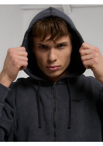 Ny Street Füme Kapüşonlu Erkek Full Zip Sweatshirt fırsatları