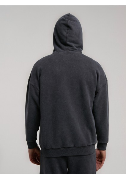 Ny Street Füme Kapüşonlu Erkek Full Zip Sweatshirt indirimleri