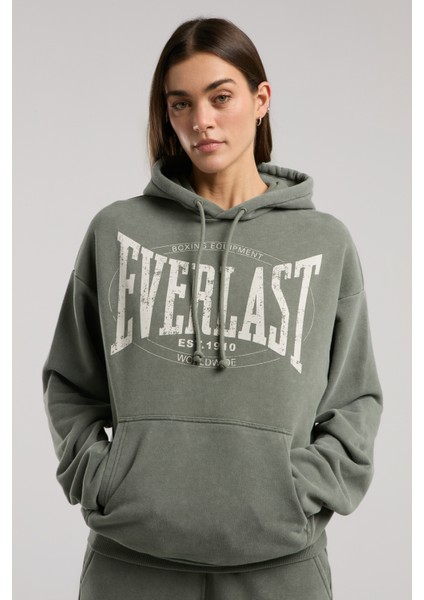 Authentic Boxing Wmn Oversize Haki Kadın Kapüşonlu Sweatshirt