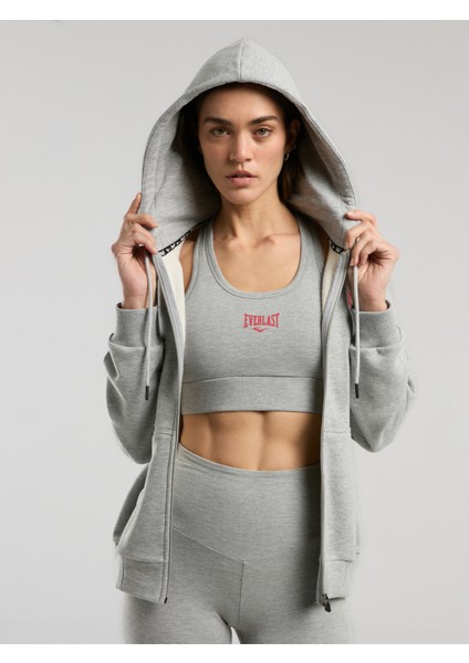 Ever Classics Wmn Gri Melanj Kadın Kapüşonlu Full Zip Sweatshirt