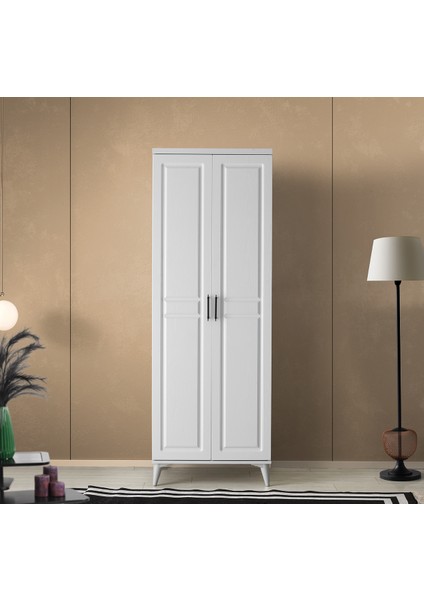 2 Kapaklı Komple Mdf Beyaz Gardırop Genç Odası