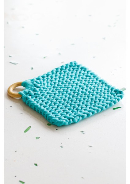 El Örgüsü Nihale ve Tutacak, Turkuaz Renkli, El Işçiliği, Şık ve Kullanışlı