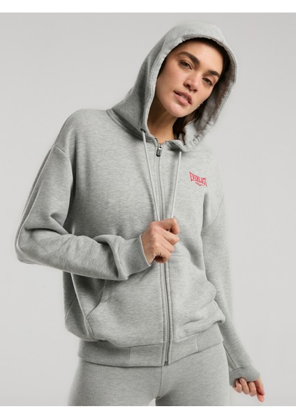 Ever Classics Wmn Gri Melanj Kadın Kapüşonlu Full Zip Sweatshirt modelleri