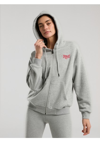 Ever Classics Wmn Gri Melanj Kadın Kapüşonlu Full Zip Sweatshirt fırsatları