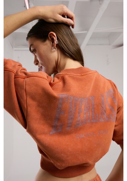 Bronx 1910 Oversize Turuncu Crop Kadın Kısa Kollu Sweatshirt indirimleri