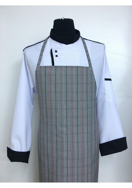 Gri Ekose Desenli Askılı Ayar Tokalı Önlük, Şık ve Kullanışlı Tasarım