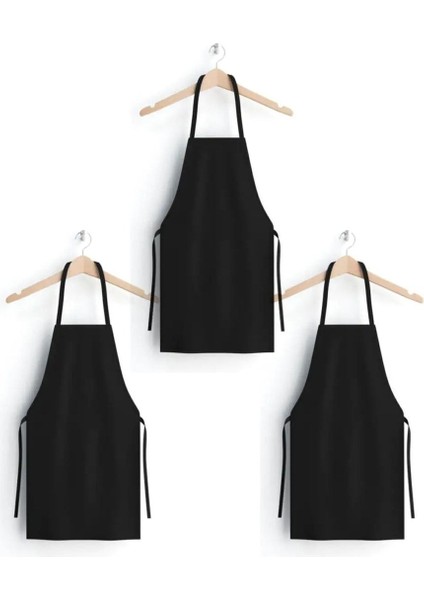 Üç Adet Siyah Mutfak Aşçı Önlüğü, Şef, Garson ve Kafe Kullanımı, Unisex