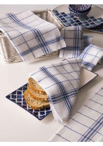 6'lı 45X45 cm Mutfak ve Bulaşık Kurulama Bezi, Pamuklu, Mavi