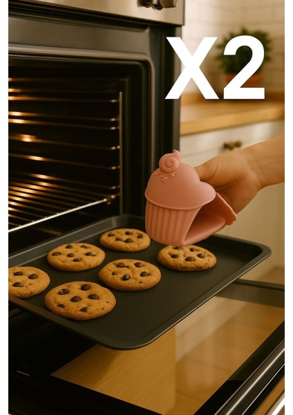 Isıya Dayanıklı Silikon Fırın Eldiveni Seti, Kahverengi, 2'li Paket