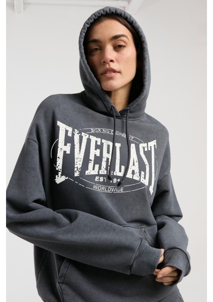 Authentic Boxing Wmn Kadın Gri Kapüşonlu Oversize Sweatshirt.333 modelleri