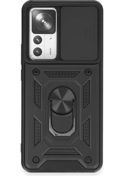 Xiaomi Mi 12T Pro Kılıf Pars Lens Yüzüklü Silikon - Siyah - LORCE5219-5432