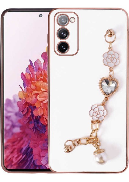 Galaxy S20 Fe Kılıf El Tutamaçlı Kamera Korumalı Arth Taka Silikon Kapak-Beyaz