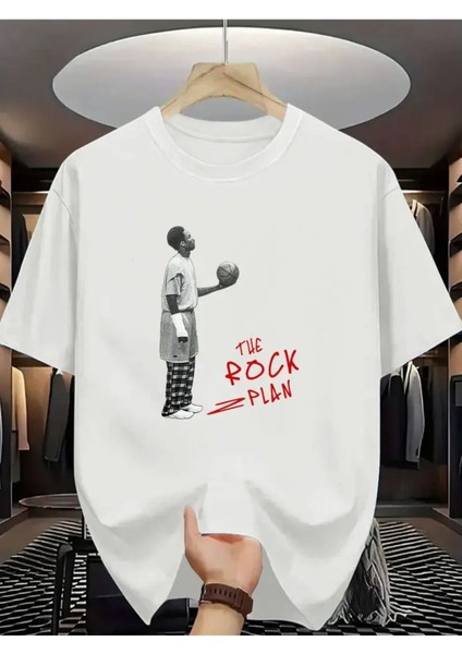 Unisex The Rock Plan Baskılı Oversize %100 Pamuk T-Shirt