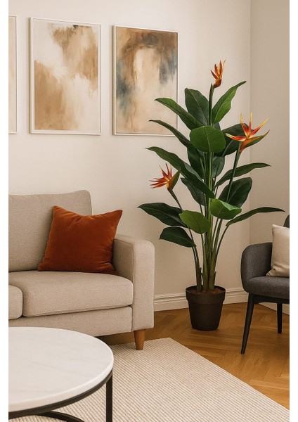 Yapay Çiçekli Starliçe 150 cm 3 Gövde Salon Ağacı