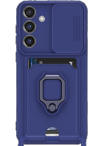 Samsung Galaxy S25 Plus Kılıf Zuma Kartvizitli Yüzüklü Silikon - Lacivert - LORCE5643-9196