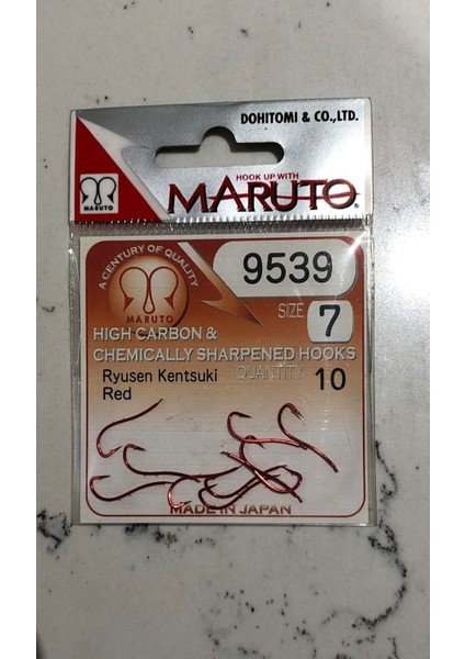 9539 Ryusen Kentsuki 7 Numara 10'lu Paket Kırmızı Çift Tırnak Olta Iğnesi fiyatları