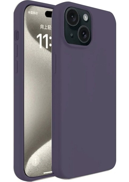 iPhone 15 Kılıf First Silikon - Mürdüm - LORCE8613-5857