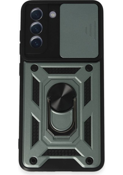 Samsung Galaxy S21 Fe Kılıf Pars Lens Yüzüklü Silikon - Yeşil - LORCE5302-3695