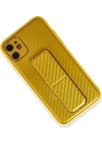 iPhone 12 Kılıf Coco Karbon Standlı Kapak - Sarı - LORCE7040-7406 fırsatları