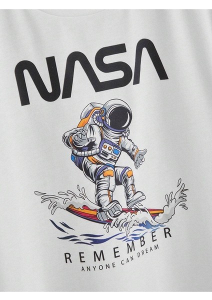 Kids Remember Nasa Atoronot Baskılı Oversize Bisiklet Yaka Çocuk T-Shirt modelleri