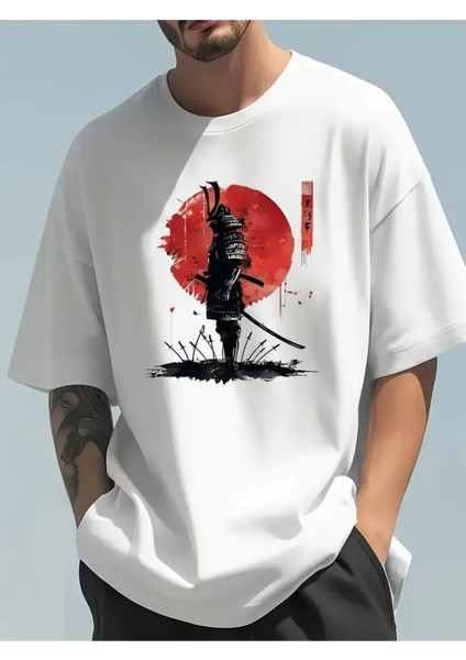 Unisex Samuray Baskılı Oversize T-Shirt