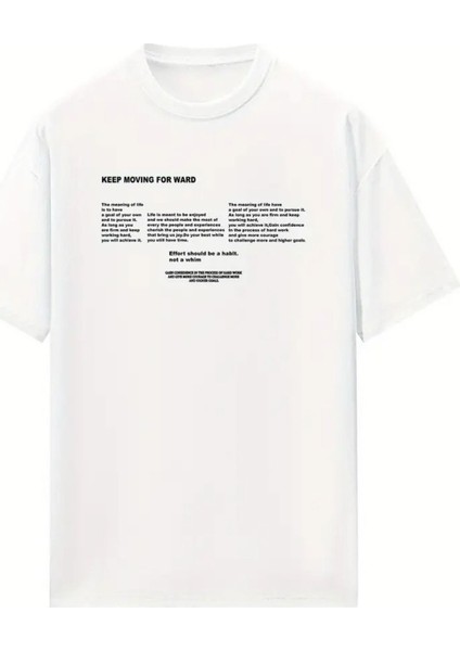 Unisex Keep Moving For Ward Baskılı Oversize %100 Pamuk T-Shirt fırsatları