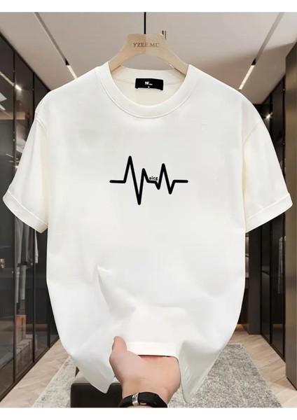 Unisex Ritim Baskılı Oversize %100 Pamuk T-Shirt