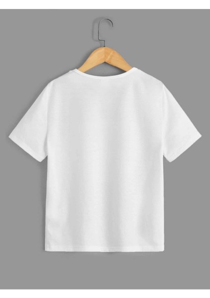 Hello Astronot Baskılı Oversize Bisiklet Yaka Beyaz Çocuk T-Shirt fiyatları