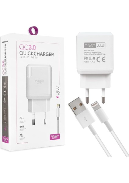 Iphone 18W Hızlı Şarj Lightning Şarj Cihazı (Kablo Dahil)