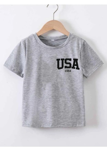 Kids Küçük Usa 1984 Baskılı Pamuklu Oversize Çocuk T-Shirt