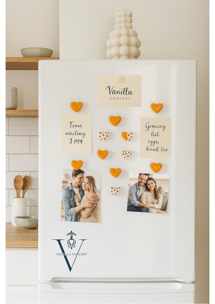 10’lu El Yapımı Kalp Magnet Seti (Turuncu ve Turuncu Benekli) - Buzdolabı Mıknatıs fiyatları