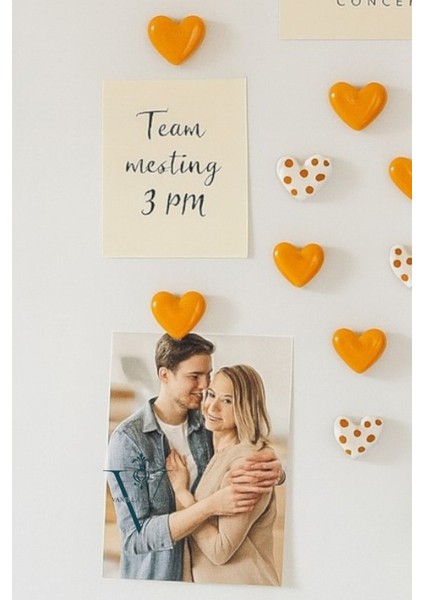10’lu El Yapımı Kalp Magnet Seti (Turuncu ve Turuncu Benekli) - Buzdolabı Mıknatıs modelleri