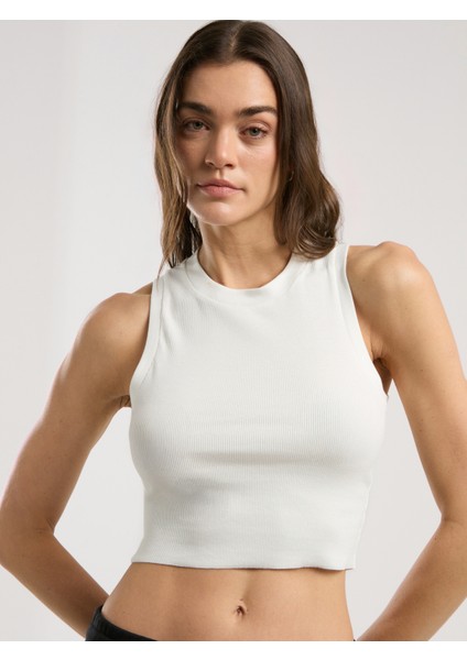 Ever Relaxed Rib Beyaz Kadın Thick-Strapped Atlet