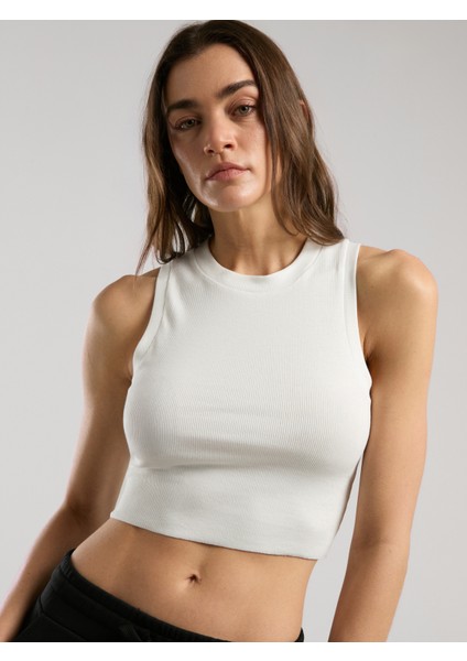Ever Relaxed Rib Beyaz Kadın Thick-Strapped Atlet fiyatları