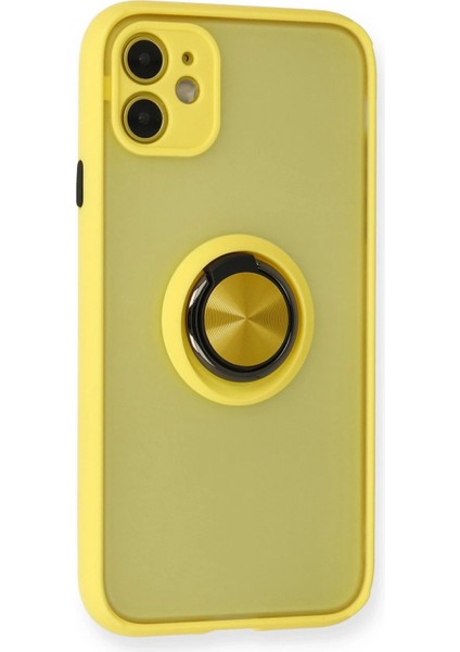 iPhone 11 Kılıf Montreal Yüzüklü Silikon Kapak - Sarı - LORCE5097-4328 fiyatları