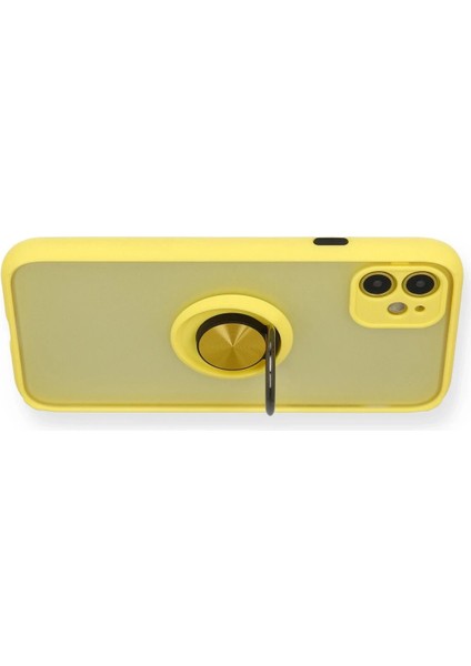 iPhone 11 Kılıf Montreal Yüzüklü Silikon Kapak - Sarı - LORCE5097-4328 modelleri